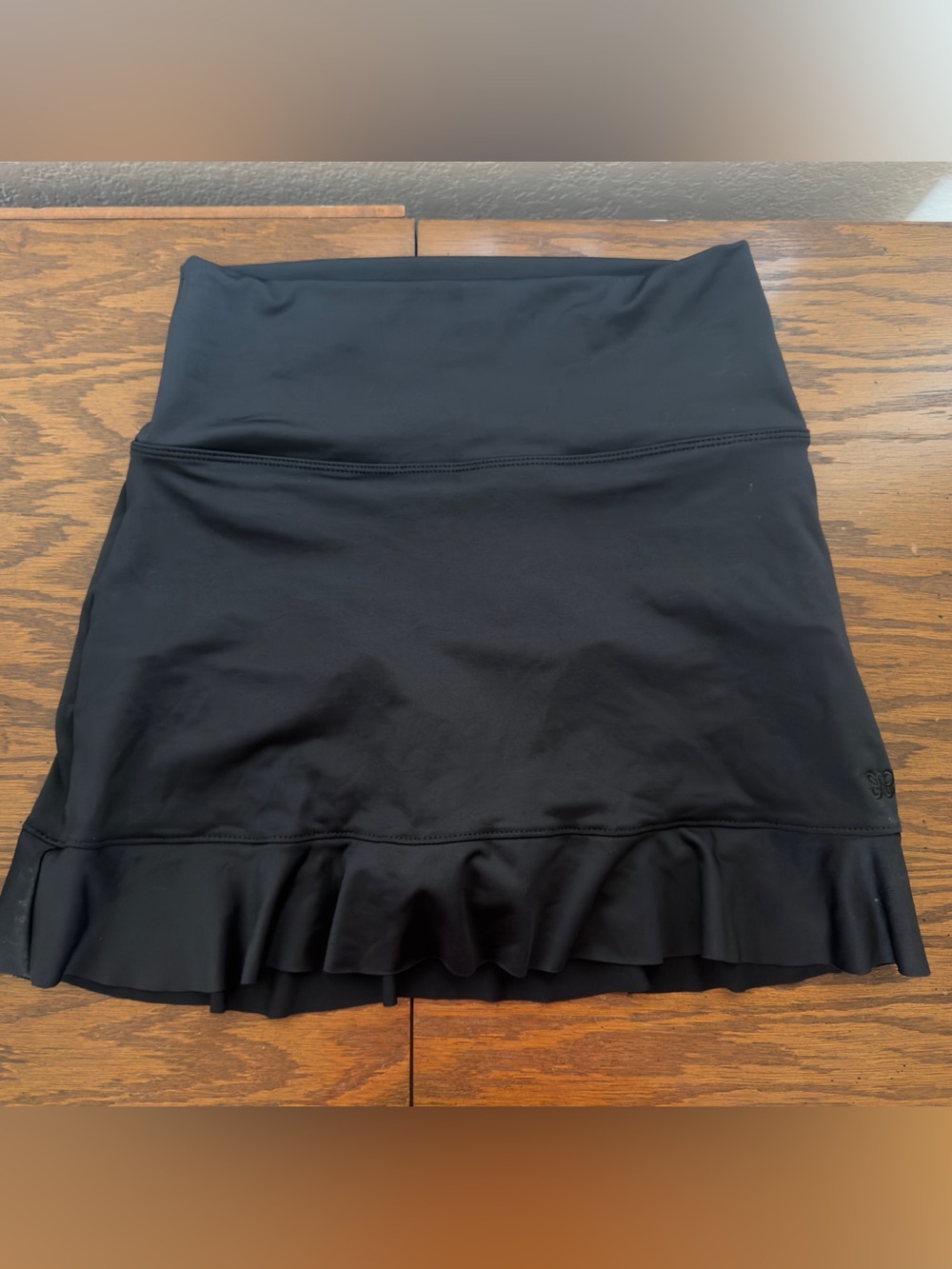 Albion Black Black Swim Skirt with Ruffle Hem